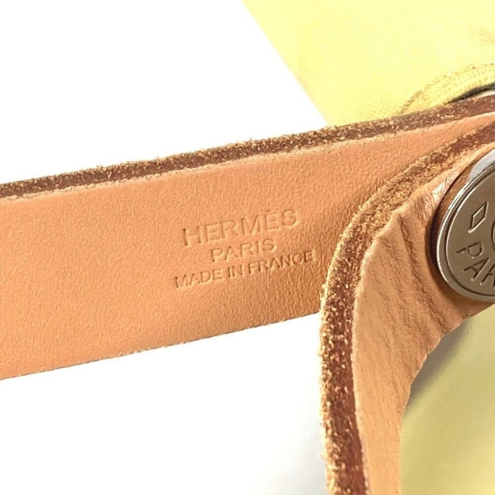 HERMES Bicolor Kabak Elan PM Shoulder Bag Tote Bag Leather/Canvas Beige/yellow - Picture 11 of 16